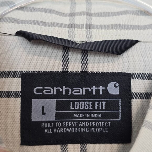 NWT Carhartt Plaid Button Down Shirts Mens Size L Cream - Picture 5 of 7